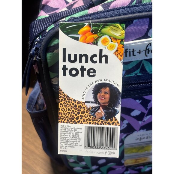 Fit + Fresh Insulated Lunch Tote With 2 Containers Floral Design Purple & Blue C - Picture 13 of 15